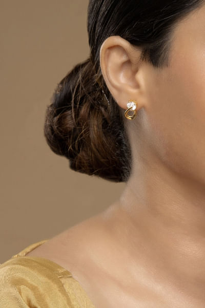 Silver gold-plated stud earrings
