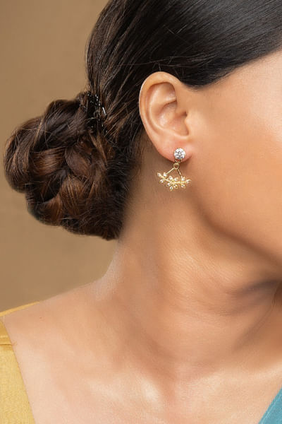 Silver gold-plated detachable earrings
