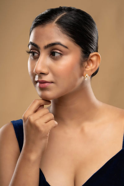 Silver gold-plated zirconia earrings