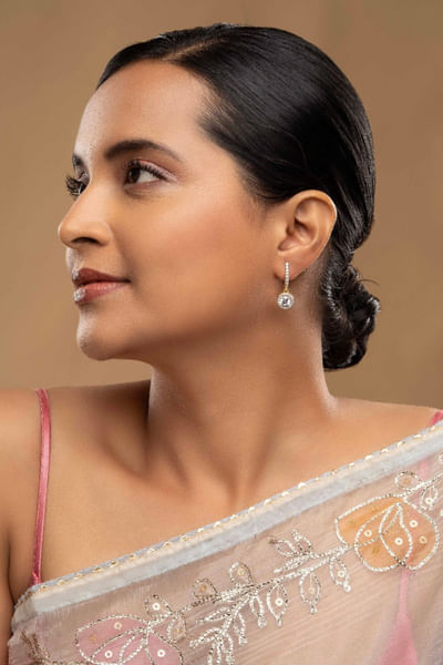 Silver gold-plated drop earrings