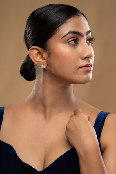 Floral silver gold-plated earrings