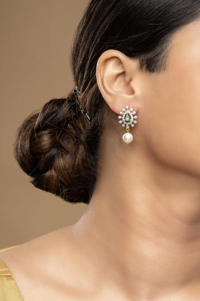 Sica Jewellery Green stone silver detachable earrings SICOCT25D135638
