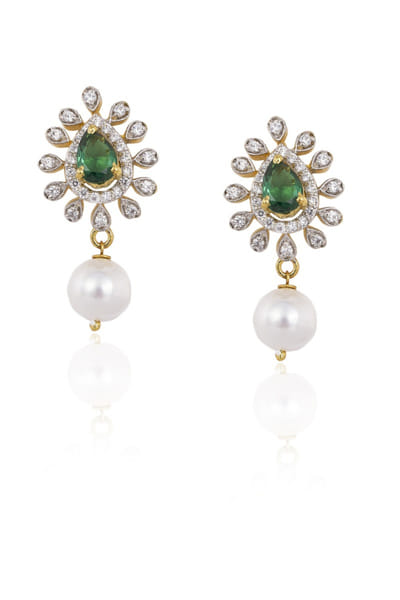 Sica Jewellery Green stone silver detachable earrings SICOCT25D135638