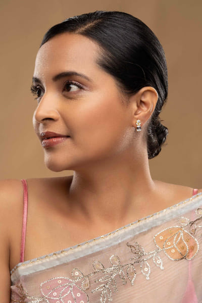 Silver zirconia stud earrings