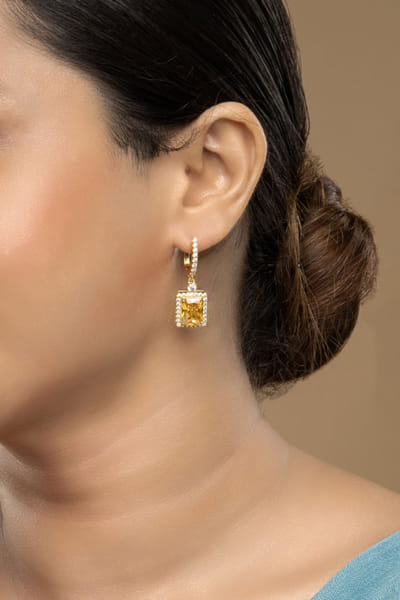 Yellow silver gold-plated earrings