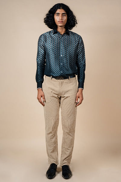 Blue chevron print shirt