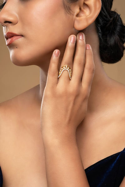 Gold silver zirconia ring