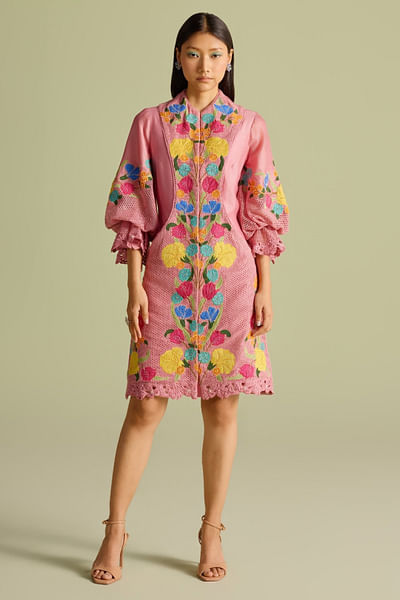 Pink threadwork dress