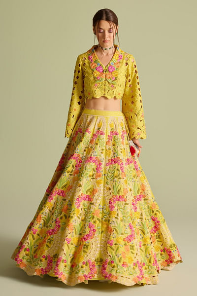 Yellow cutwork top