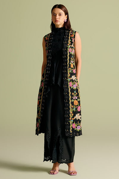 Black cutwork pants