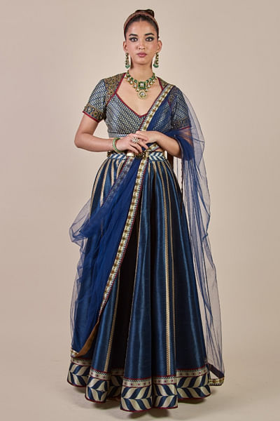 Blue embroidered stole