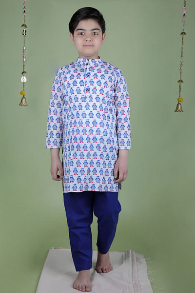Blue cotton kurta set