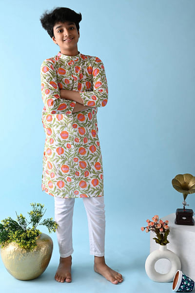 Multicolour floral cotton kurta set