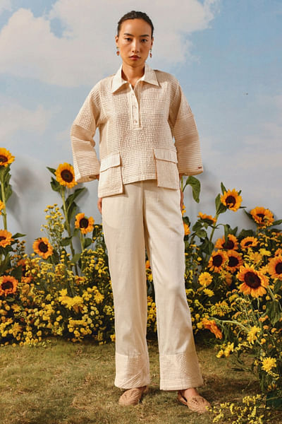 Ivory pintuck shirt jacket