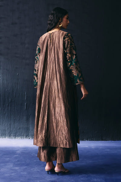 Bo tree Dark gold crystal embroidered kurta set BOTRJUL26D149058