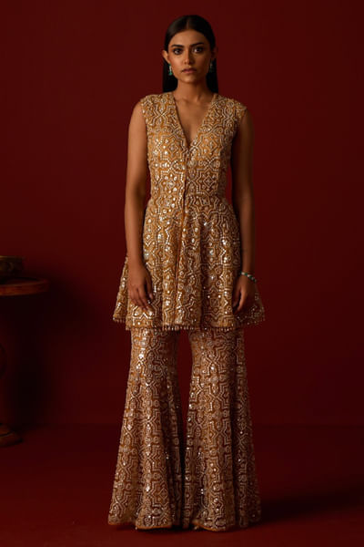 Marigold mirror embroidered peplum