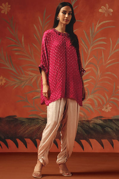 Wild berry embellished hand tied tunic top
