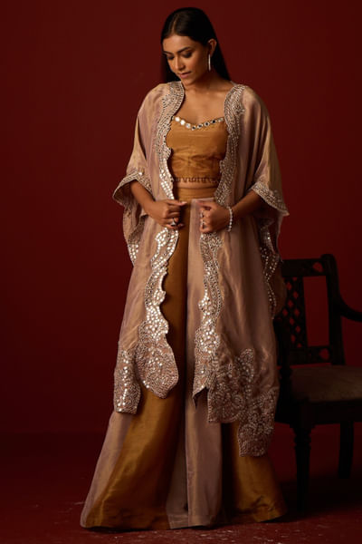 Silver mirror work cape