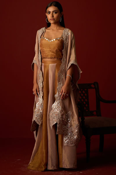 Gold mirror work blouse