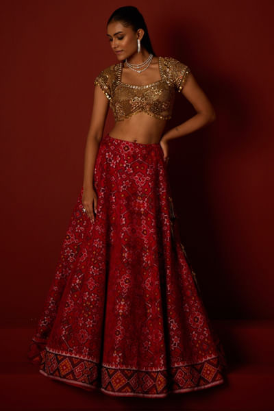 Golden zari embellished blouse