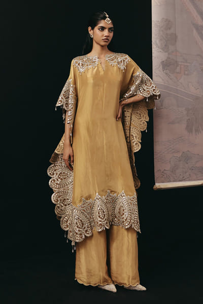 Twenty Nine Deep gold mirror embroidered kaftan TWENAPR26D242901