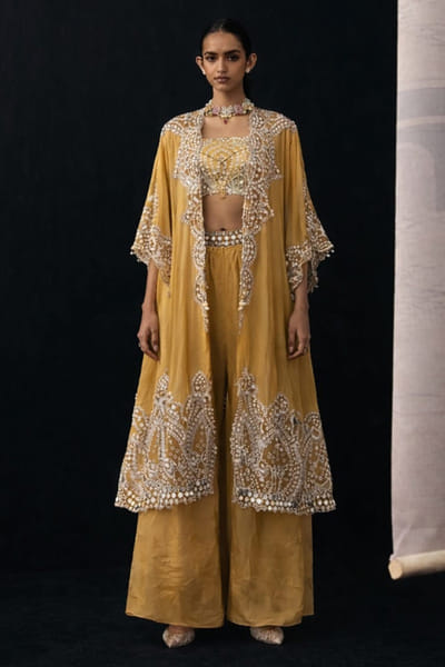 Twenty Nine Deep gold zari embroidered cape TWENAPR26D242907