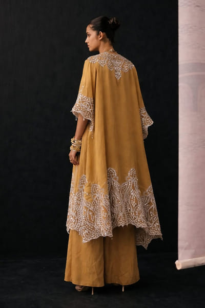 Twenty Nine Deep gold zari embroidered cape TWENAPR26D242907