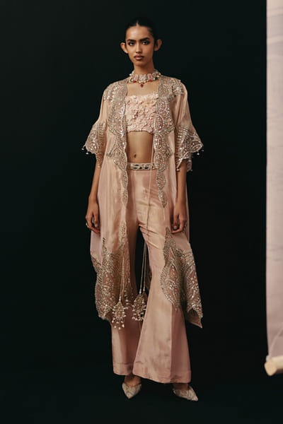 Twenty Nine Blush zari embroidered cape TWENAPR26D242910