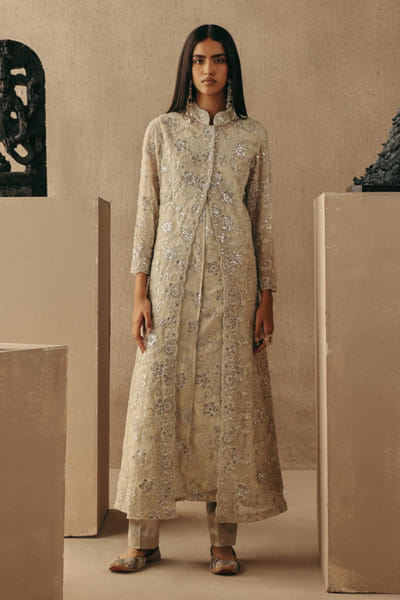 Natural mirror embellished dress jacket