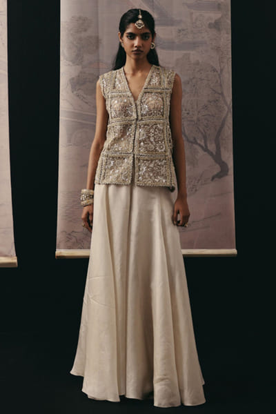 Natural mirror embellished gilet