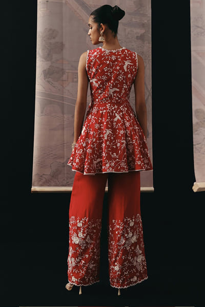Twenty Nine Red Parsi gaara peplum top TWENMAY26D445171