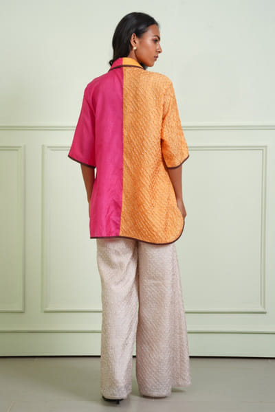 Twenty Nine Pink and tangerine crushed bandhani shirt TWENJUL26D149018
