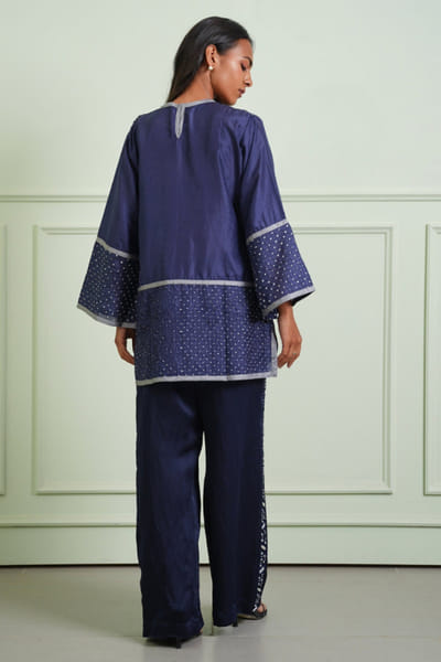 Twenty Nine Indigo blue crushed bandhani top TWENJUL26D149020