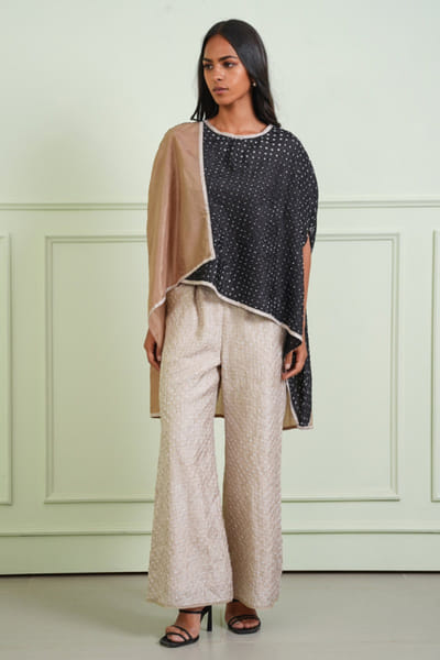 Twenty Nine Black and taupe crushed bandhani top TWENJUL26D149028