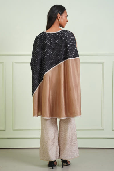 Twenty Nine Black and taupe crushed bandhani top TWENJUL26D149028