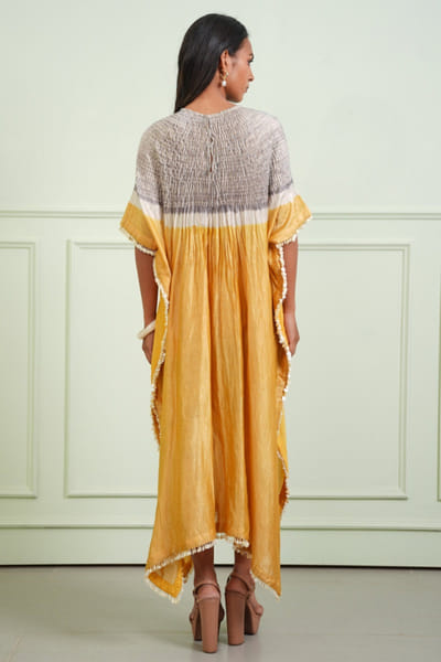 Twenty Nine Yellow and grey shibori tissue kaftan TWENJUL26D149006