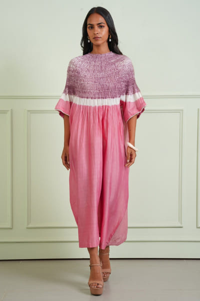 Twenty Nine Pink and lilac shibori tissue kurta TWENJUL26D149010
