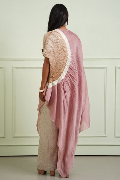 Twenty Nine Pink and brown shibori tissue dress TWENJUL26D149012