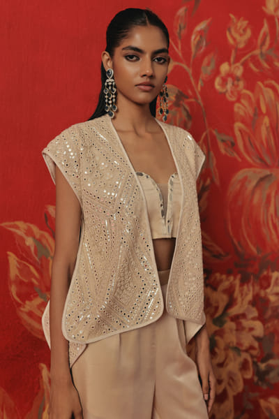 Twenty Nine Ivory mirror embroidered bandeau top TWENAUG26D253306