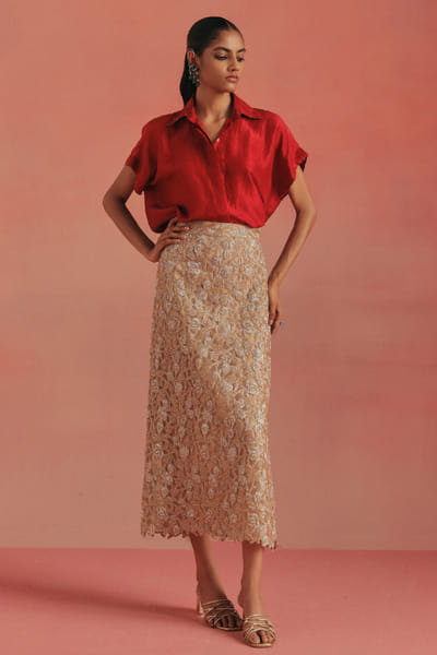 Twenty Nine Red cap-sleeved shirt TWENAUG26D253292