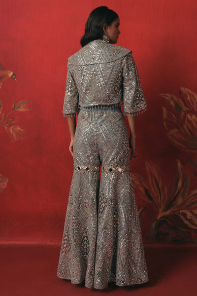 Twenty Nine Blue mirror embroidered crop jacket TWENAUG26D253294
