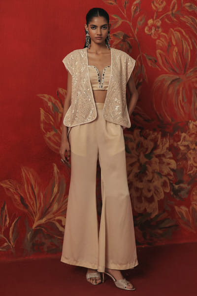Twenty Nine Ivory mirror embroidered gilet jacket TWENAUG26D253305