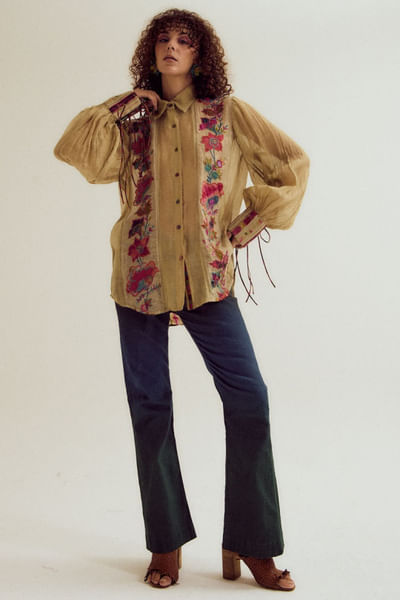 Ecru embroidered shirt