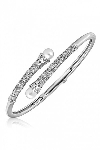 Diamante and pearl cuff bracelet