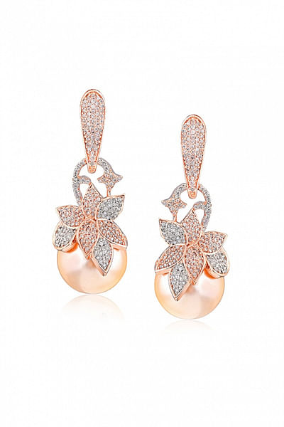 Diamante and pearl drop earrings