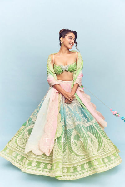 Ombre dori embroidered lehenga set
