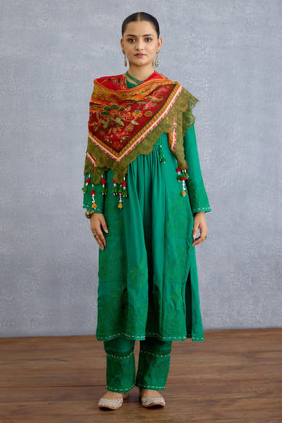 Maroon digital printed organza scarf