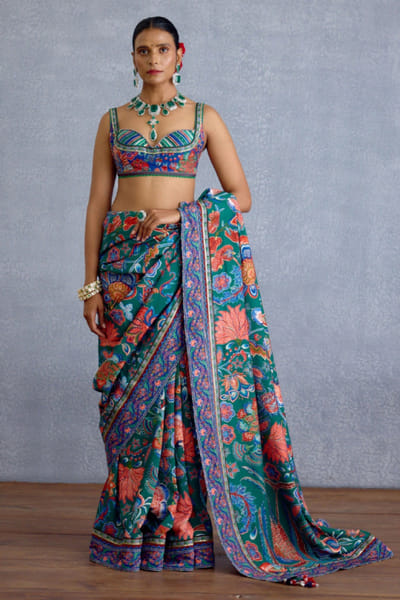 Multicolour embroidered chanderi bralette