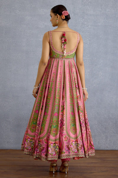 Torani Pink printed silk anarkali set TOROCT25D135248