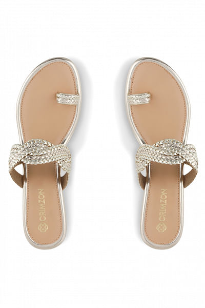 Gold embellished kolhapuri wedges